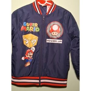 SUPER MARIO Navy Bomber Varsity Jacket  Kids many size 10-12 NINTENDO